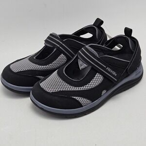 FitVille Womens Mary Jane Walking Shoe Black Grey Wide Toe Box BY-FWWV120231124W